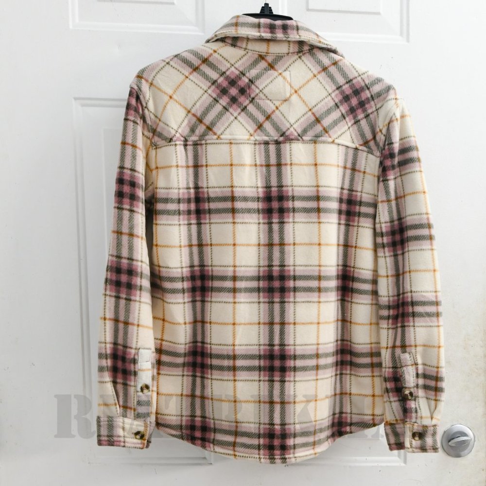 PINK NW T Sage Ladies' Plush Plaid Shirt Jacket - Picture 5 of 6